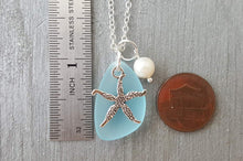 Handmade in Hawaii- turquoise bay blue sea glass necklace